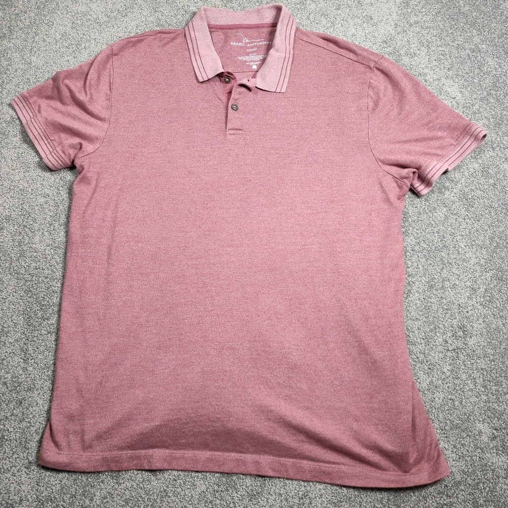Marc Anthony Mens Red Heathered Short Sleeve Polo Shirt Size Large